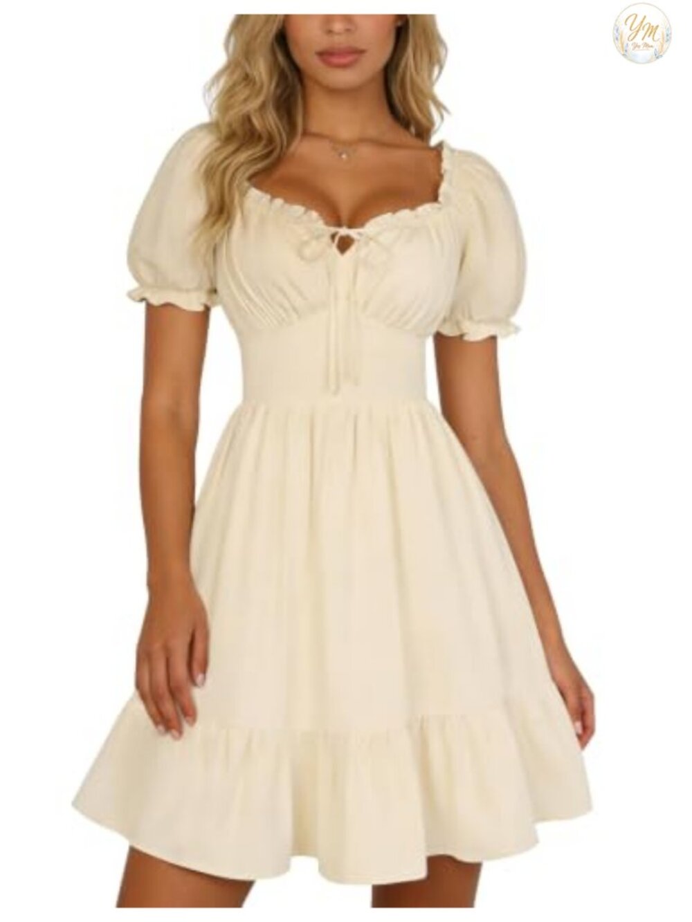 Renaissance Corset Mini Dress Puff Sleeve Babydoll Square Neck
